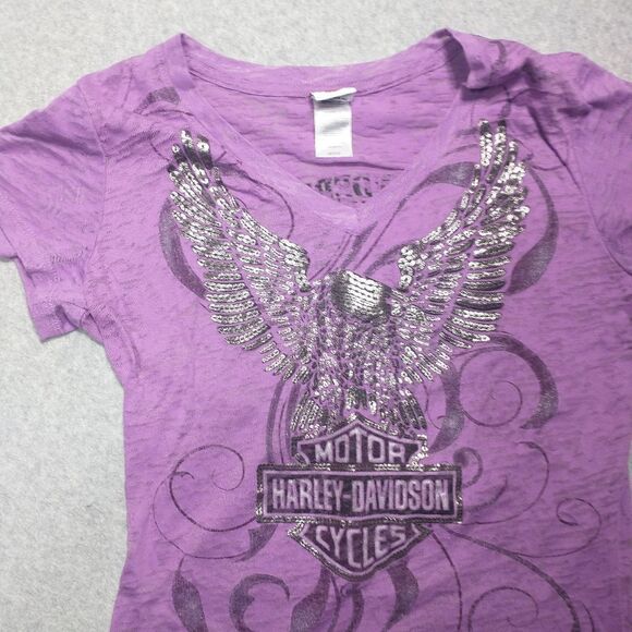 HARLEY DAVIDSON *Midnight Bird* Foil Burnout Top Shirt Medium . - Picture 5 of 6
